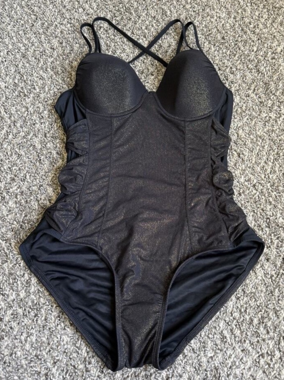 SPANX Black One-Piece Swimsuit with Crossback Straps